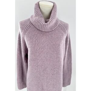 Madewell Lavender Cowl Neck Wool Sweater Turtleneck Rib Knit Pullover Medium